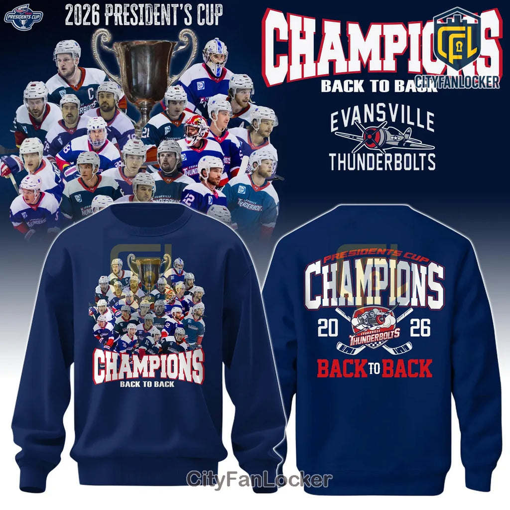Evansville Thunderbolts 2026 President’s Cup Champions T-Shirt