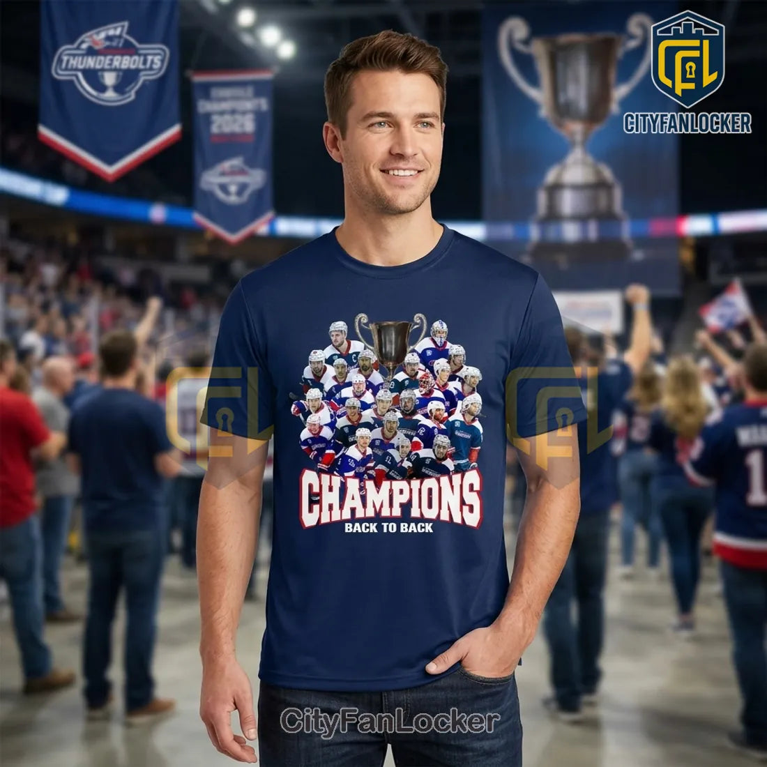 Evansville Thunderbolts 2026 President’s Cup Champions T-Shirt