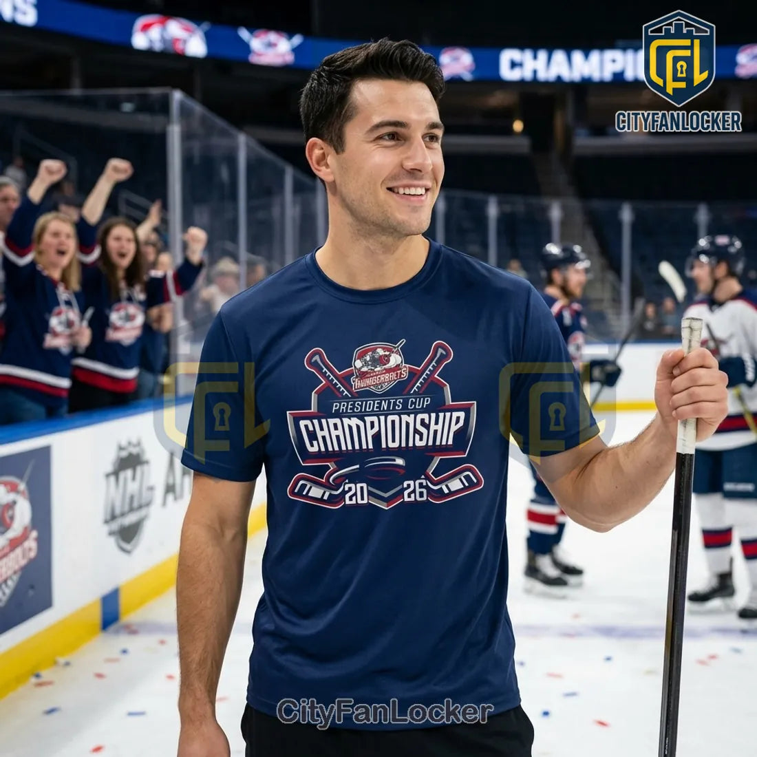 Evansville Thunderbolts Presidents Cup 2026 Back to Back Champions T-Shirt