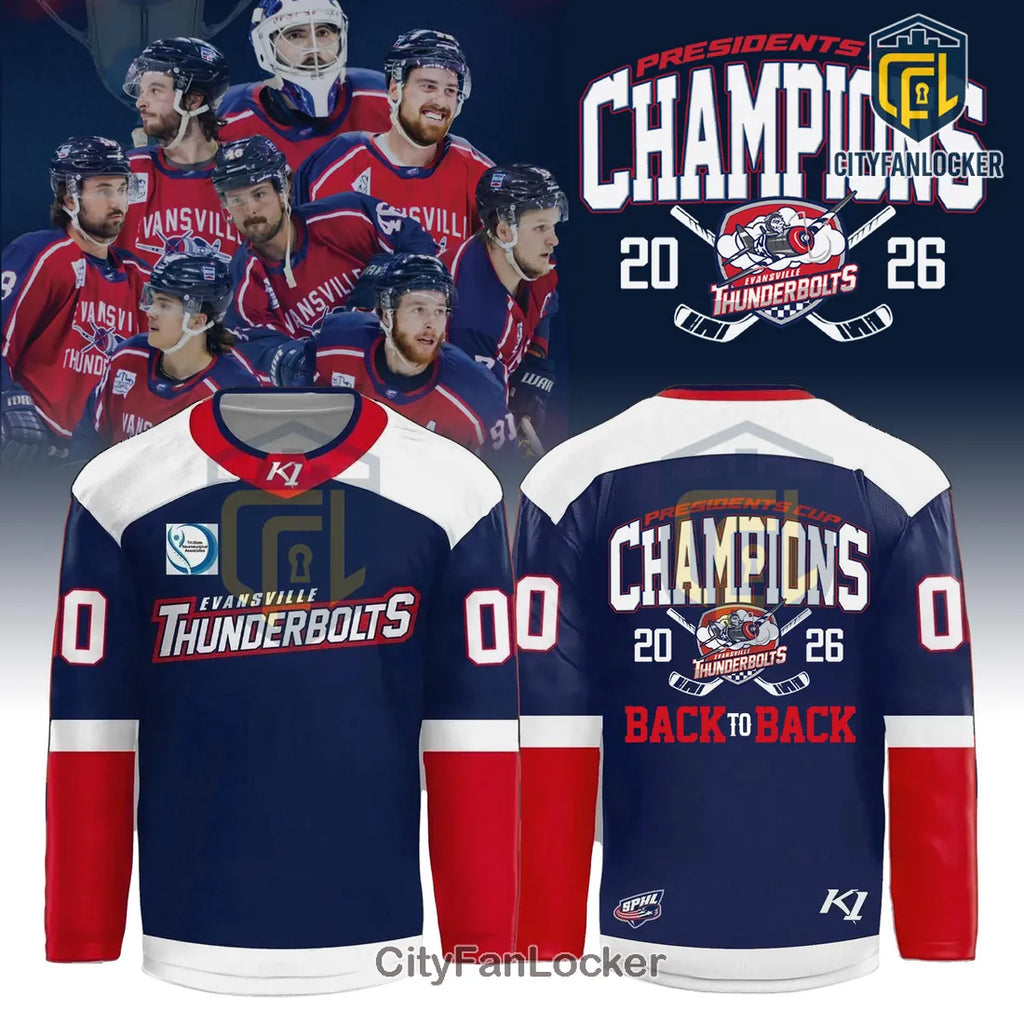 Evansville Thunderbolts SPHL Presidents Cup 2026 Hockey Jersey