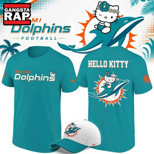 Exclusive Miami Dolphins x Hello Kitty 2026 Blue T Shirt , Music Trend Shirt