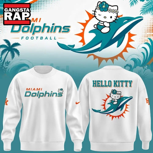 Exclusive Miami Dolphins x Hello Kitty 2026 White Sweatshirt , Music Trend Shirt