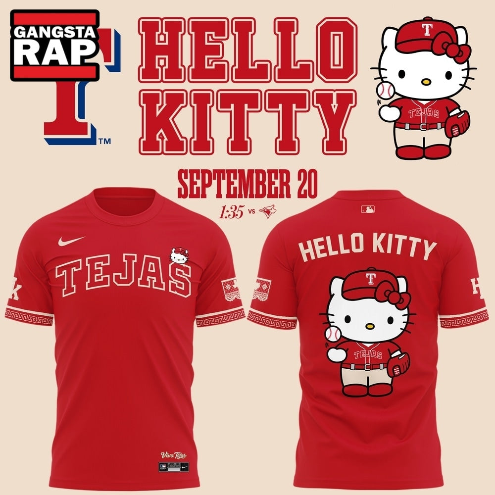 Exclusive Tejas City Connect Texas Rangers x Hello Kitty 2026 Hoodie T-Shirt