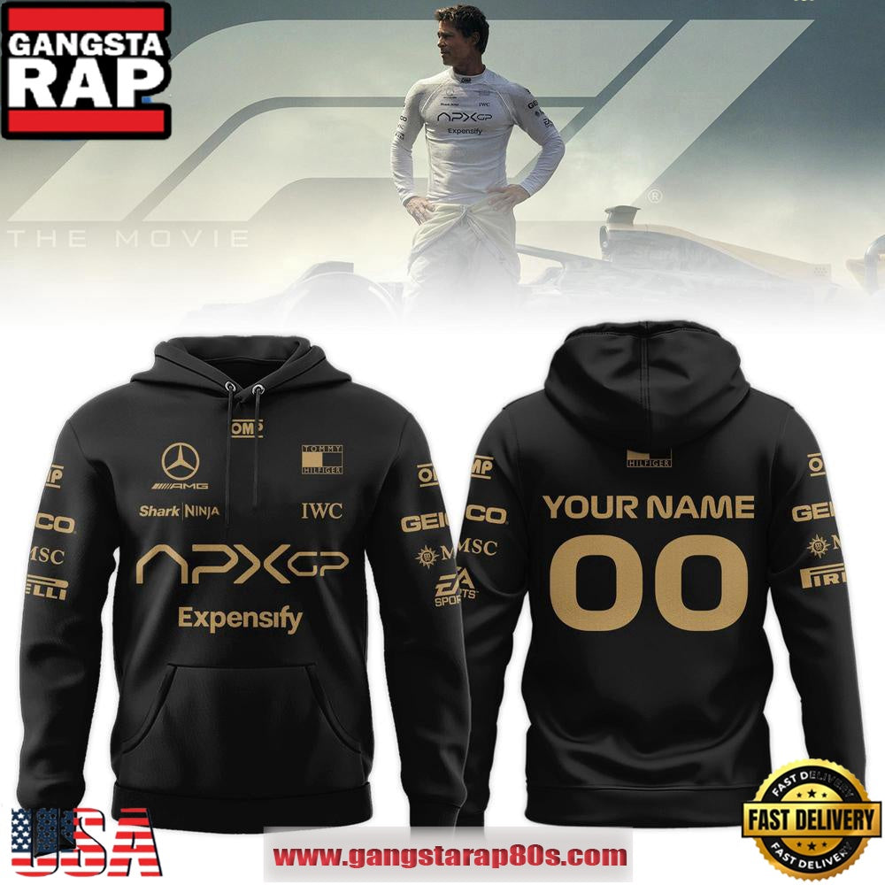 F1 The Movie 2025 APXGP Brad Pitt Black All Over Print Hoodie