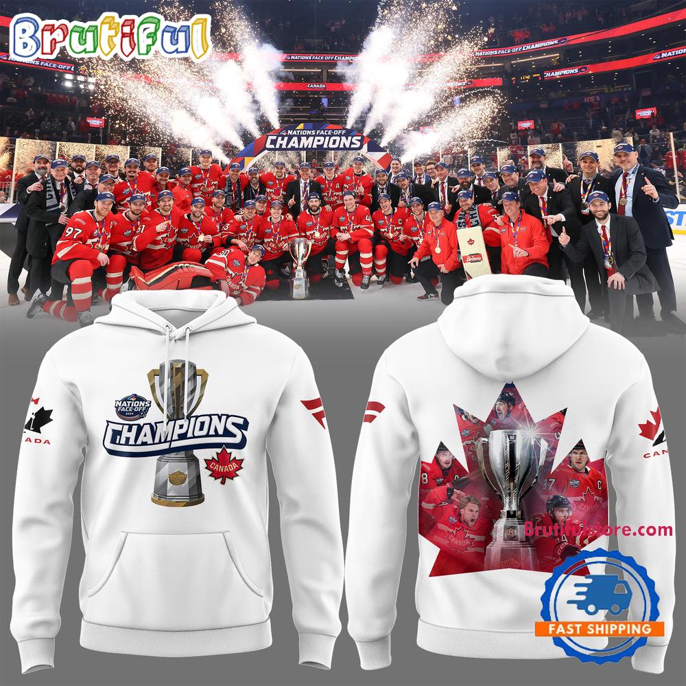 FACE-OFF CHAMPIONS 2025 Canada Team Hockey Limited Winner White Hoodie T-Shirt