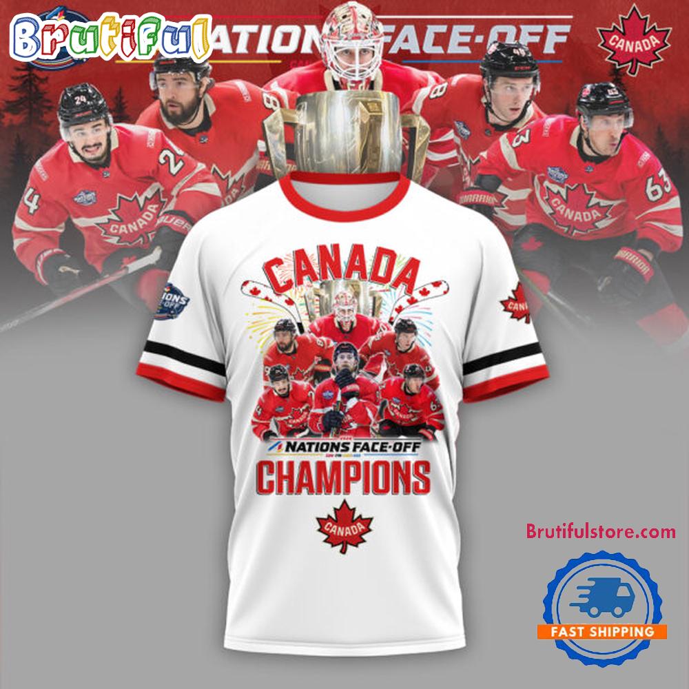 FACE-OFF CHAMPIONS 2025 Canada Team Hockey Limited Winner White Hoodie T-Shirt