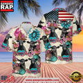 Black Angus Happiness Flowers 3D Hawaiian Shirt, Farm Hawaiian Shirt