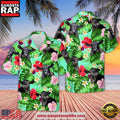Black Angus Hibicus Tropical Pattern 3D Hawaiian Shirt, Farm Hawaiian Shirt
