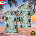 Black Angus Tropical Flowers Pattern Hawaiian Shirt, Farm Hawaiian Shirt