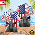Black Angus Us Flag Flower 3D Hawaiian Shirt, Farm Hawaiian Shirt