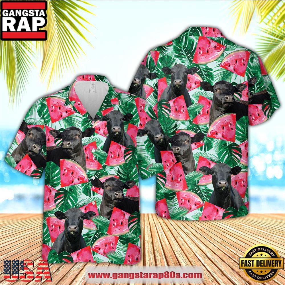 Black Angus Watermelon 3D Hawaiian Shirt, Farm Hawaiian Shirt