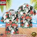 Black Baldy Cattle Hibucis Flower Pattern 3D Hawaiian Shirt, Farm Hawaiian Shirt