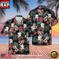 Black Baldy Dark Red Flowers Pattern Hawaiian Shirt, Farm Hawaiian Shirt