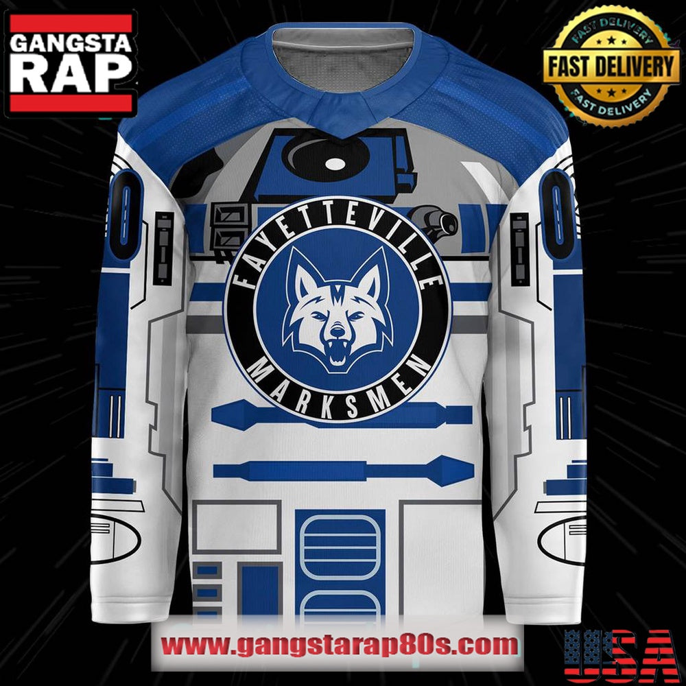 Fayetteville Marksmen x Star Wars Limited Edition White Custom Hockey Jersey