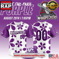 Fayetteville Woodpecker Purple Paint the Park Custom Baseball Jersey
