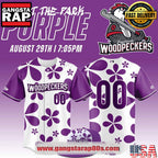 Fayetteville Woodpecker Purple Paint the Park Custom Baseball Jersey
