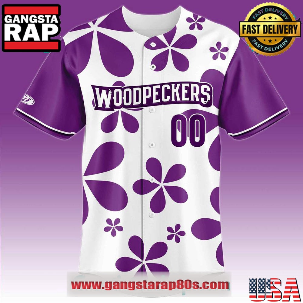 Fayetteville Woodpecker Purple Paint the Park Custom Baseball Jersey