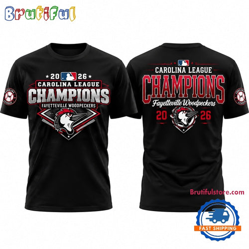 Fayetteville Woodpeckers 2026 Carolina League Champions Black T Shirt