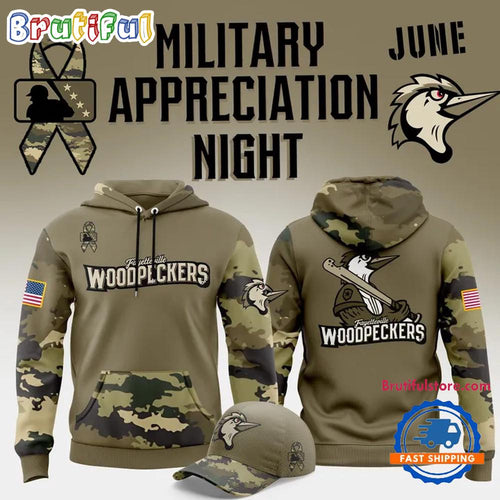 Fayetteville Woodpeckers Military Appreciation Night 2025 Hoodie Shirt