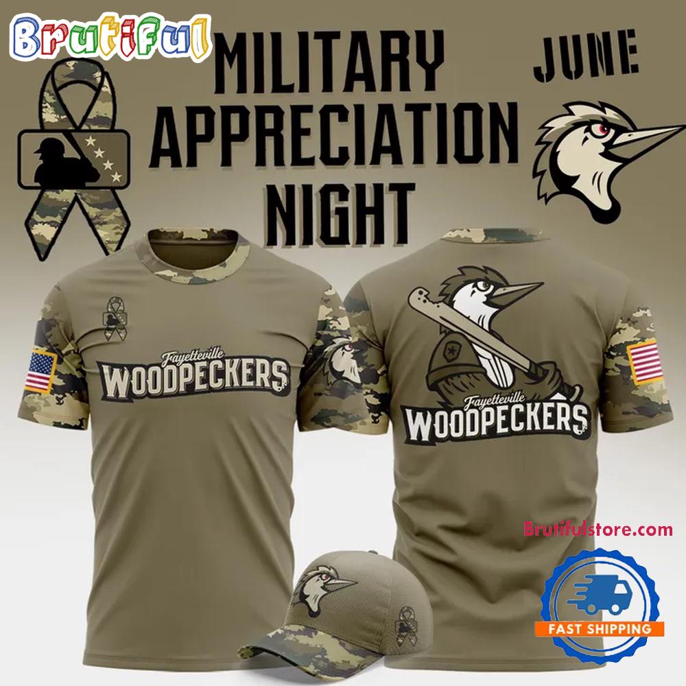 Fayetteville Woodpeckers Military Appreciation Night 2025 T Shirt