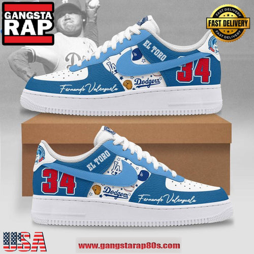 Fernando Valenzuela 34 Dodgers Limited Edition Air Force 1 Running Sneakers Shoes