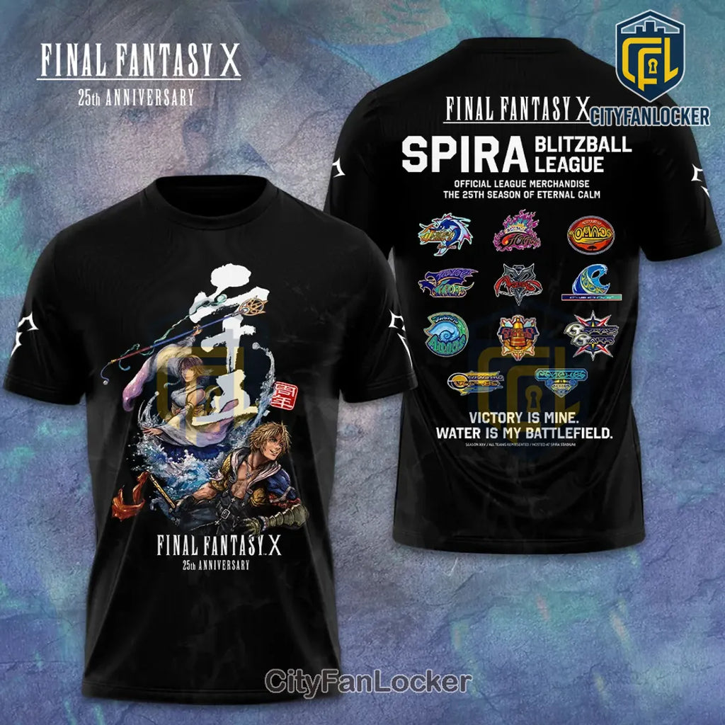 Final Fantasy X 25th Anniversary Spira League Black T-Shirt