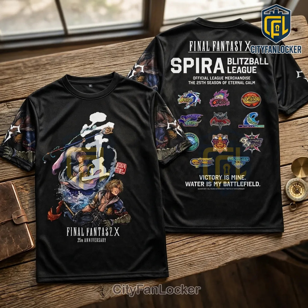 Final Fantasy X 25th Anniversary Spira League Black T-Shirt