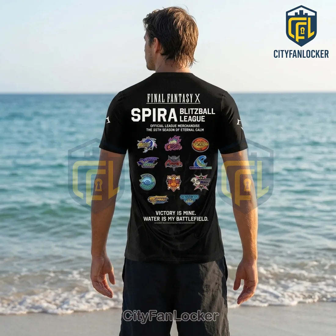Final Fantasy X 25th Anniversary Spira League Black T-Shirt
