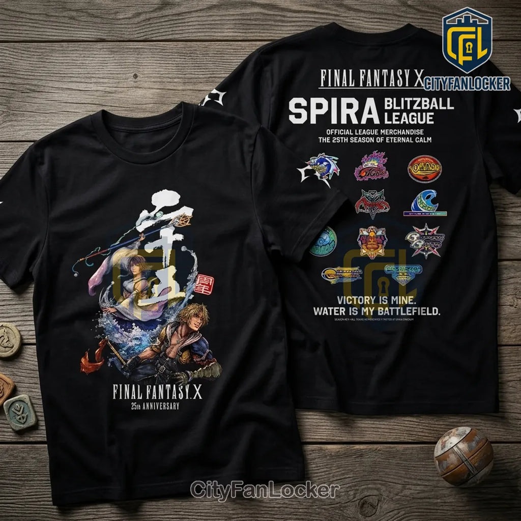 Final Fantasy X 25th Anniversary Spira League Black T-Shirt