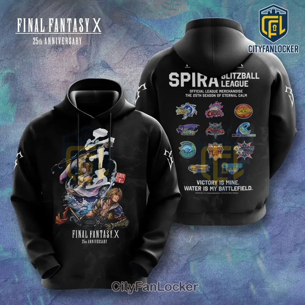 Final Fantasy X 25th Anniversary Spira League Black T-Shirt
