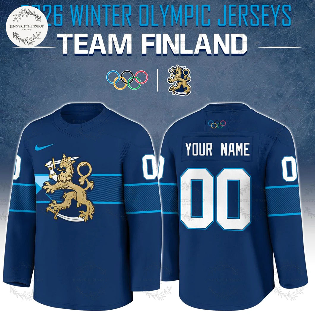 Finnish National 2026 Olympic Navy Custom Hockey Jersey