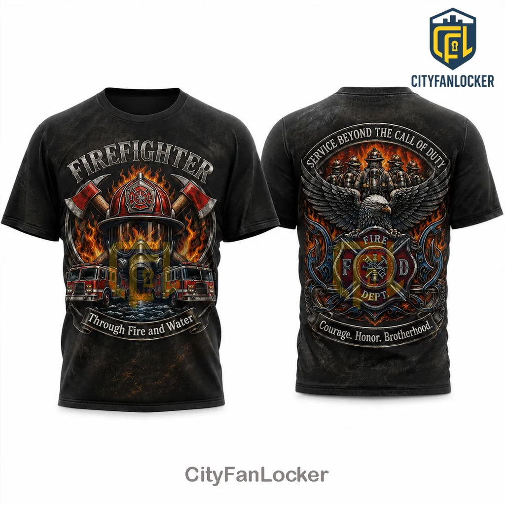 Firefighter Courage Honor Brotherhood Patriotic Eagle T-Shirt