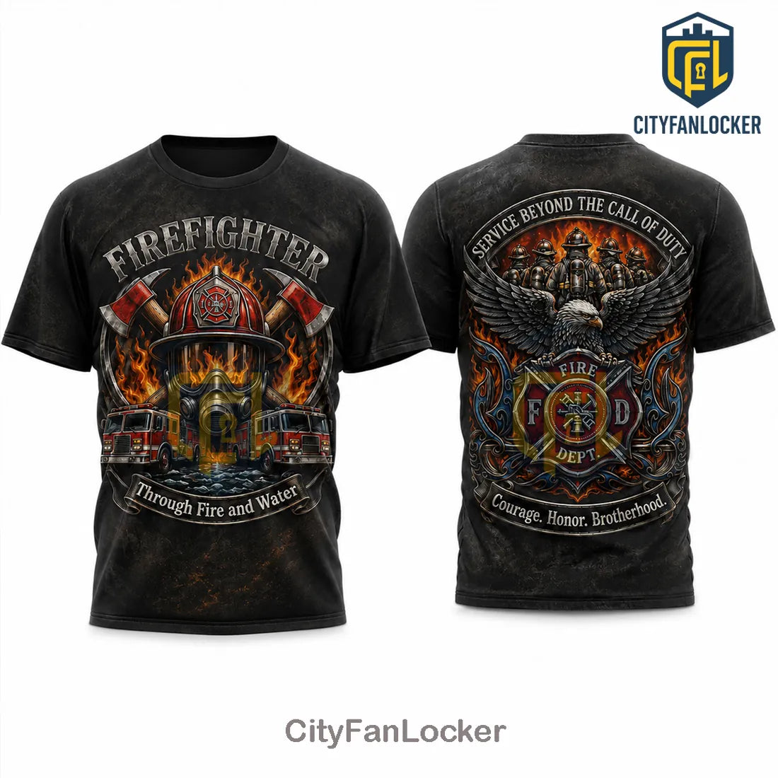 Firefighter Courage Honor Brotherhood Patriotic Eagle T-Shirt