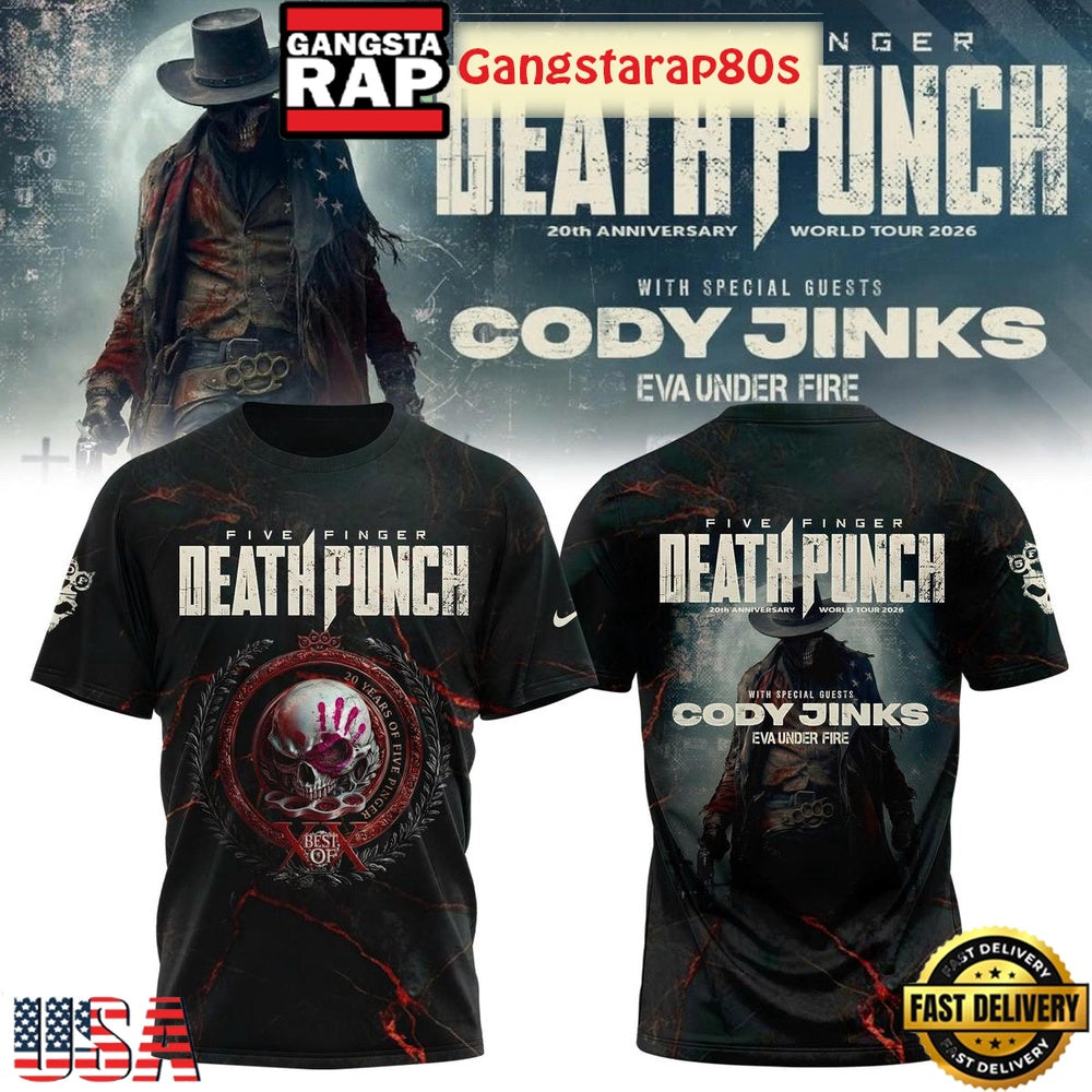 Five Finger Death Punch 20th Anniversary World Tour Shirt
