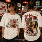 Five Guys Real Flavor Burger Fries Off-White T-Shirt
