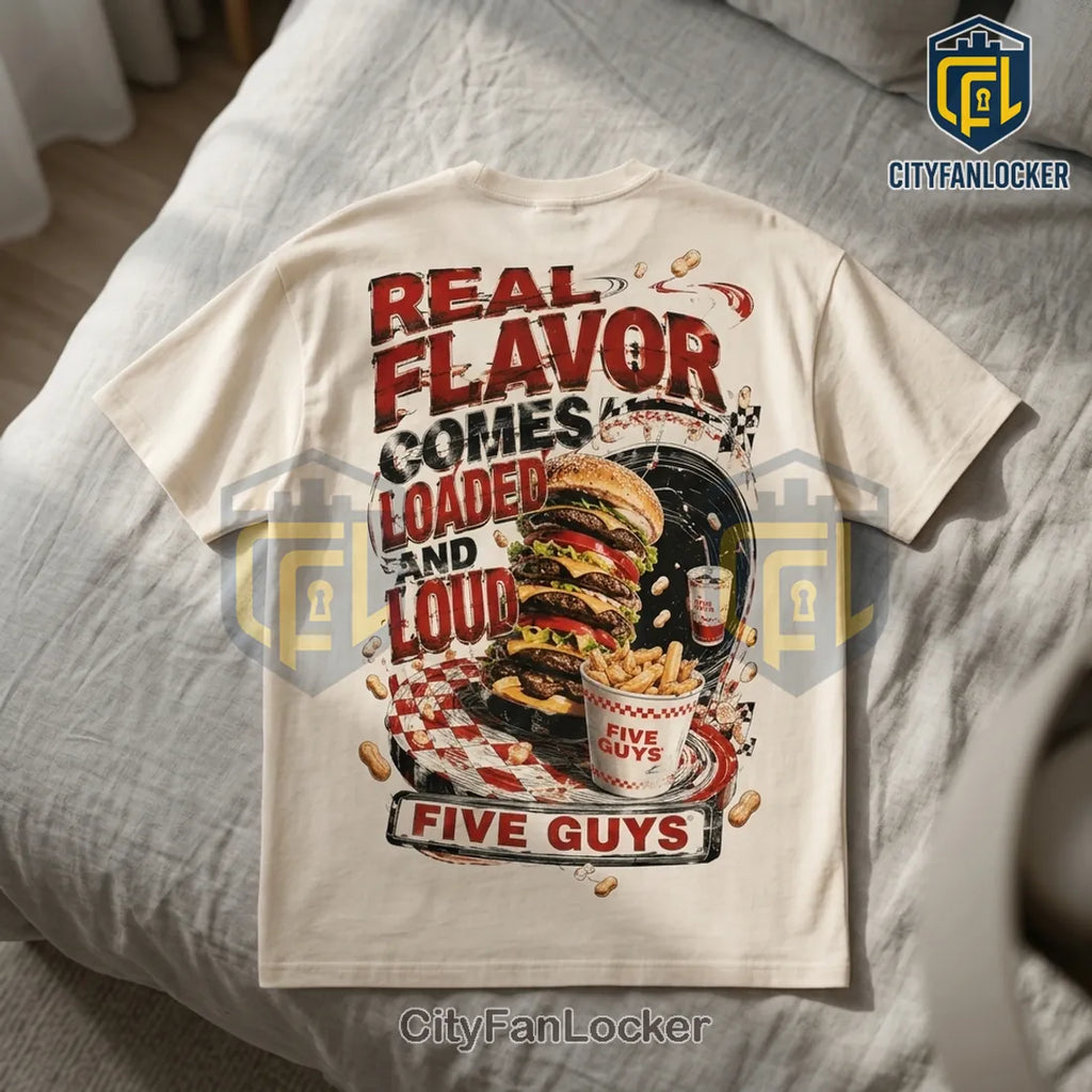 Five Guys Real Flavor Burger Fries Off-White T-Shirt