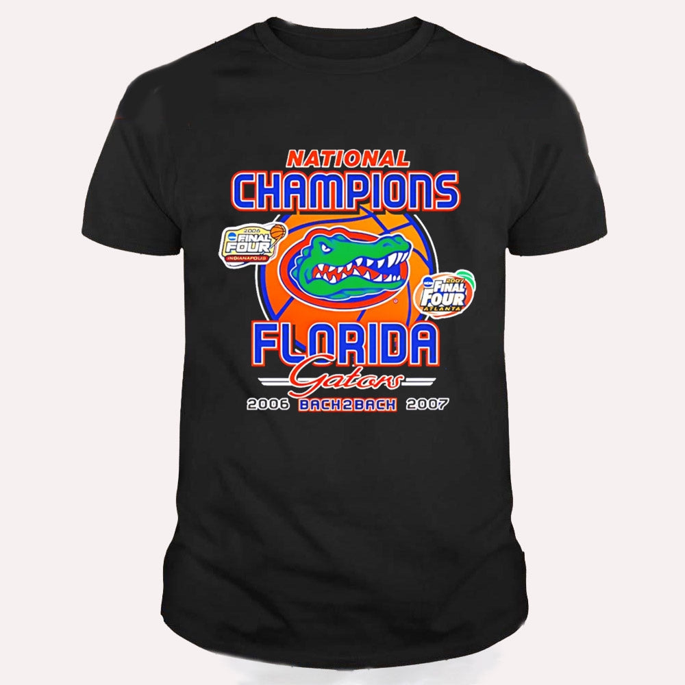 Florida basketball Back to Back NCAA Champions 2006 2007 T Shirt