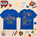 Florida Gators NCAA Autism Awareness Puzzle Ribbon Hoodie T-Shirt