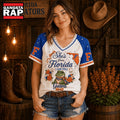 Florida Gators NCAA Bow and Floral Team Spirit V Neck T Shirt