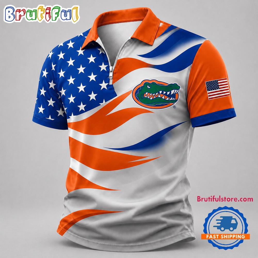 Florida Gators NCAA Freedom Wave Zipper Polo Shirt
