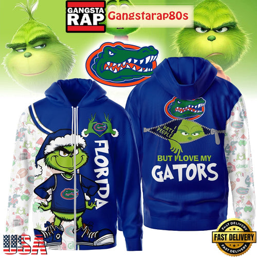 Florida Gators NCAA Funny Grinch Football 2025-2026 Unisex Zip Hoodie