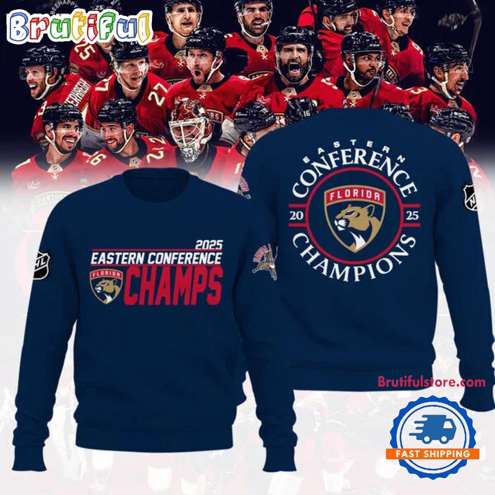 FLORIDA PANTHERS 2025 Eastern Conference Champions Team Logo Limited Edition Hoodie T-Shirt