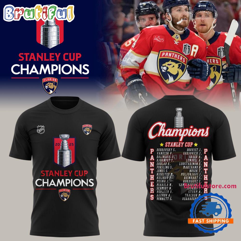 Florida Panthers Champion NHL Stanley Cup 2025 Black Shirt