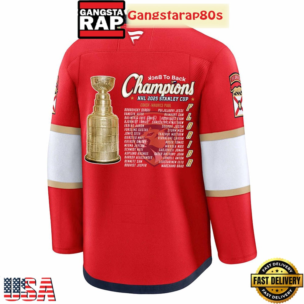 Florida Panthers Stanley Cup Champions 2025 Back To Back Hockey Jersey