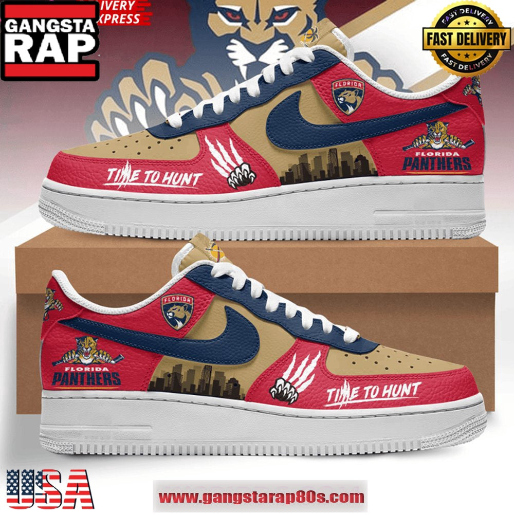 Florida Panthers Time To Hunt Limited Edition Air Force 1 Running Sneakers Shoes