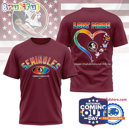 Florida State Seminoles 2025 NCAA National Coming Out Day LGBT Pride Unisex 3D Shirt