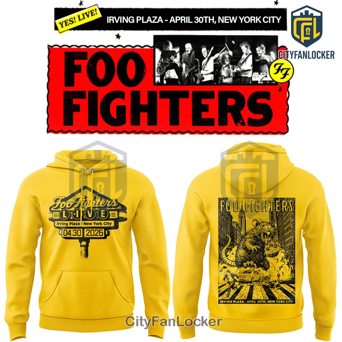 Foo Fighters Irving Plaza NYC Live Concert 2026 Yellow Hoodie