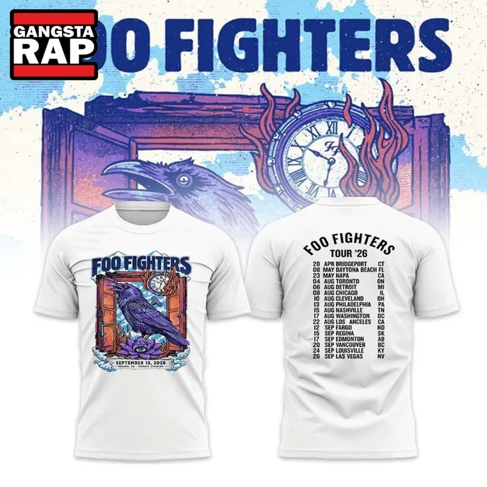 Foo Fighters Mosaic Stadium Regina 2026 Tour White T Shirt