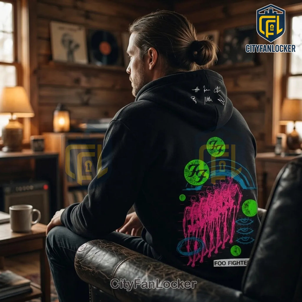Foo Fighters Take Cover Tour 2026 Skeleton Zip Hoodie