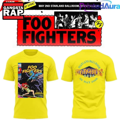 Foo Fighters Take Cover Tour 2026 Special New Yellow T Shirt , Music Trending 3D Shirt